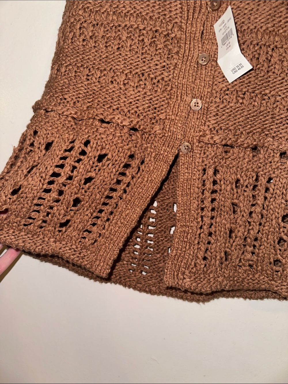 Aerie Crochet Button-Front Tank in Brown - Picture 4 of 4